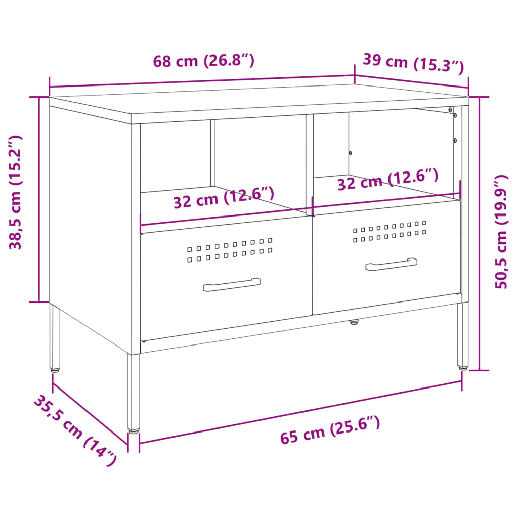 vidaXL telerikapp, sinepikollane, 68x39x50,5 cm, külmvaltsitud teras