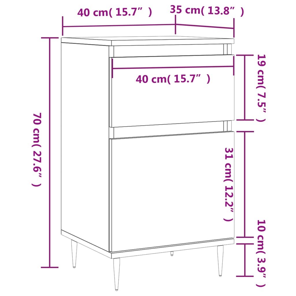 vidaXL puhvetkapp, hall Sonoma tamm, 40 x 35 x 70 cm, tehispuit