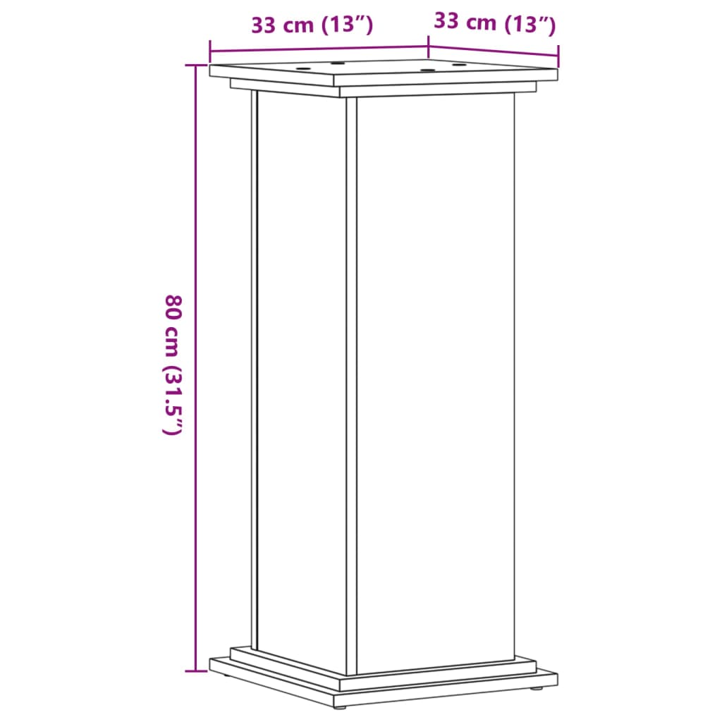 vidaXL taimealus, must, 33x33x80 cm, tehispuit