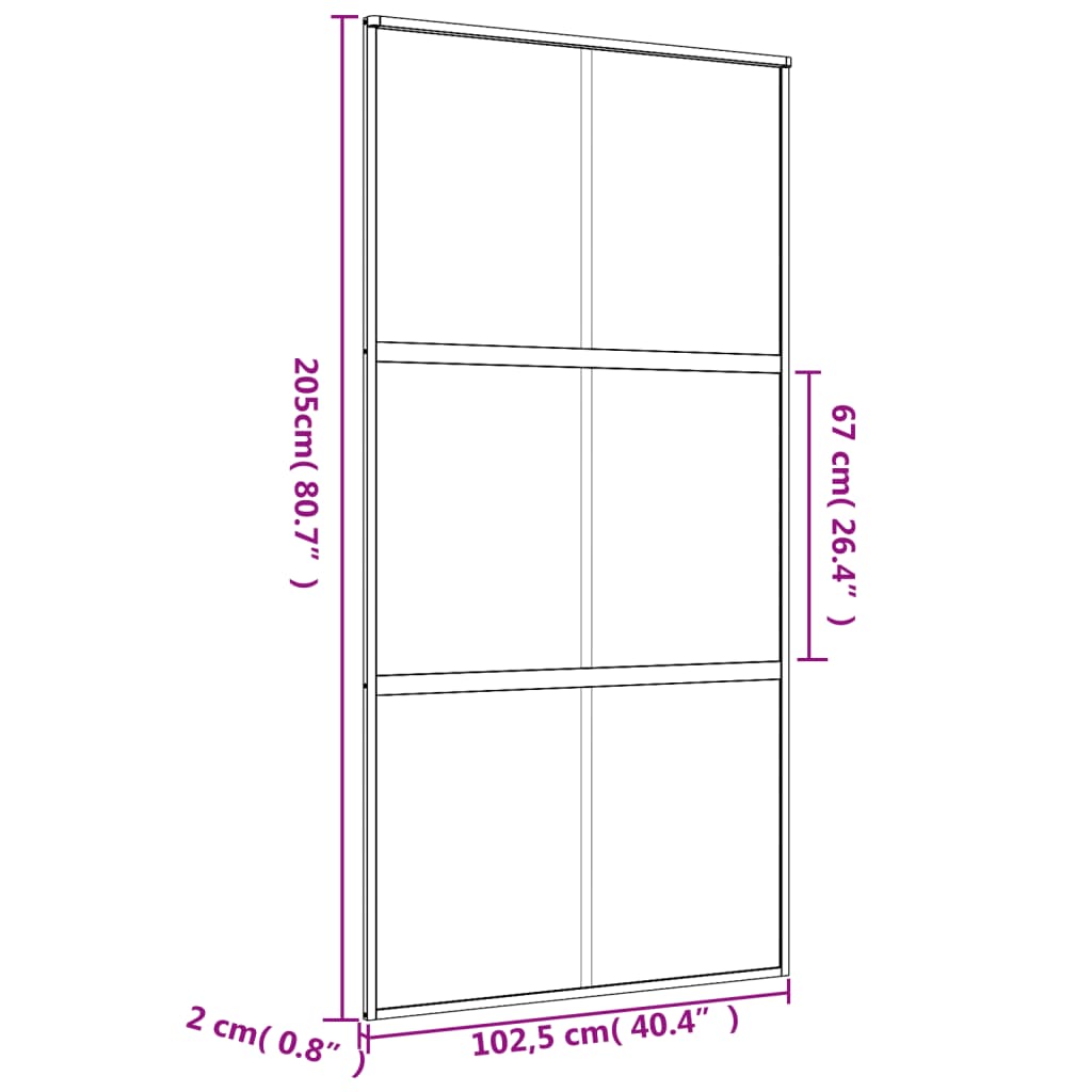 vidaXL liuguks, kuldne, 102,5x205 cm, matt ESG-klaas ja alumiinium