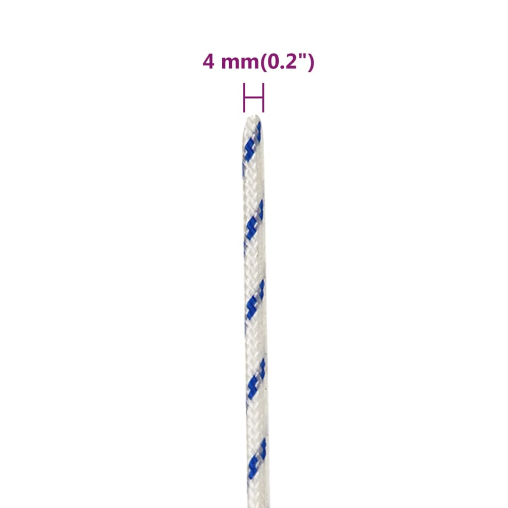 vidaXL paadiköis, valge, 4 mm, 500 m, polüpropüleen