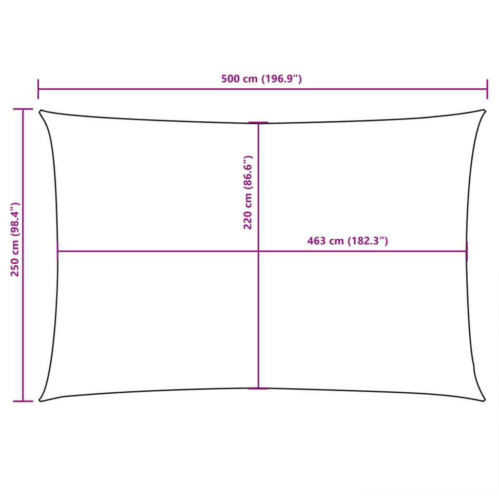 vidaXL oxford-kangast päikesepuri, ristkülik, 2,5 x 5 m kreemjas