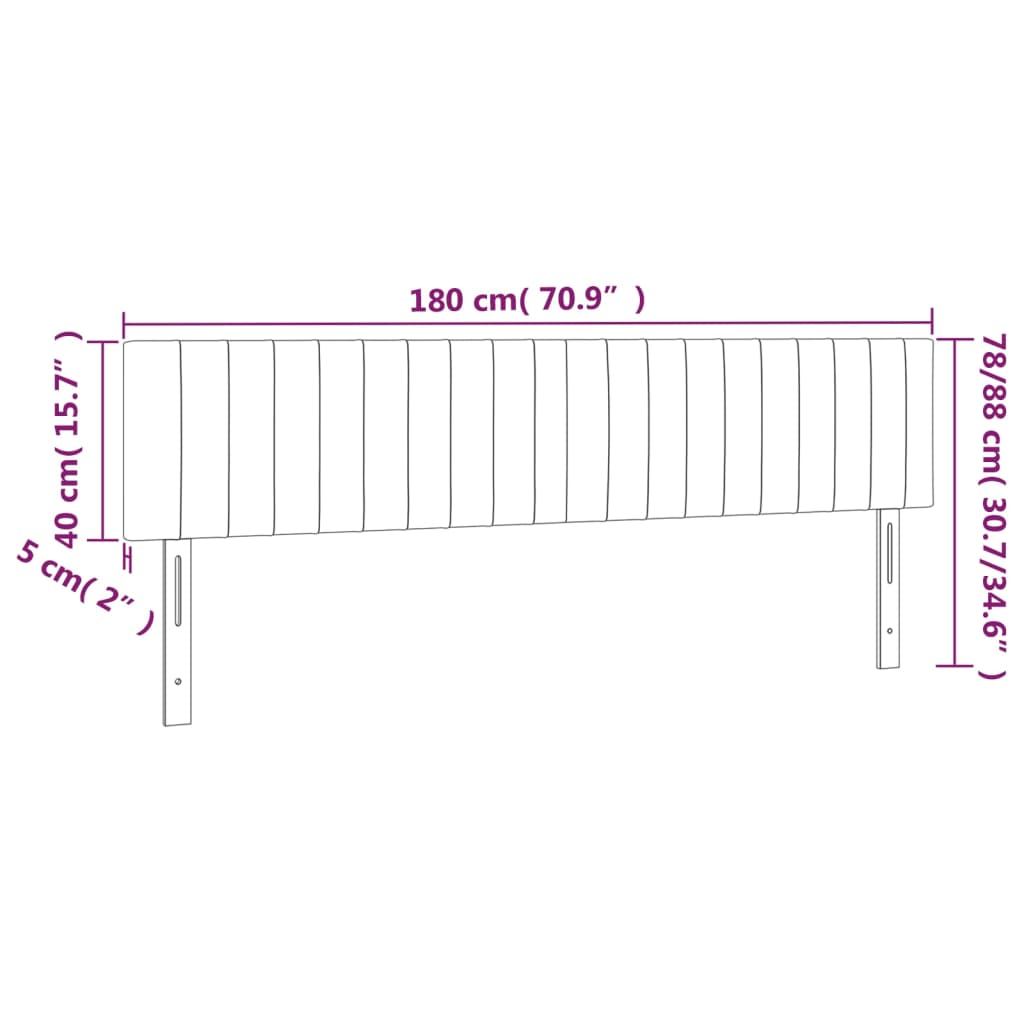 vidaXL LED-voodipeats, tumehall, 180x5x78/88 cm, samet