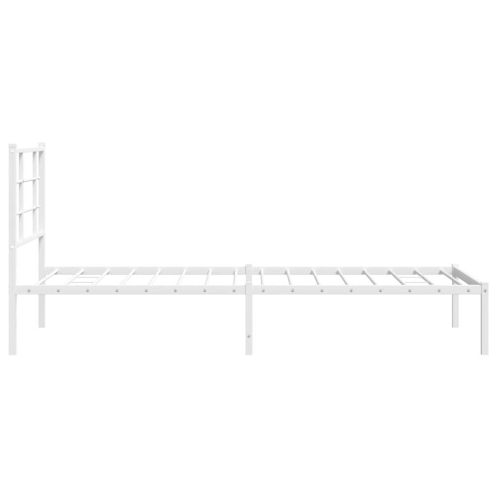 vidaXL metallist voodiraam peatsiga, valge, 90 x 190 cm