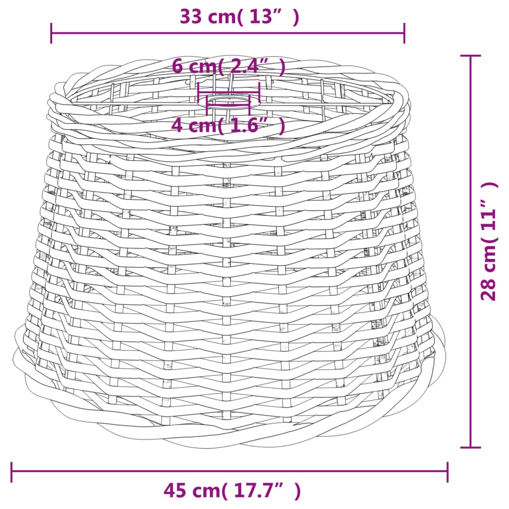 vidaXL lambivari, valge, Ø45x28 cm, punutud