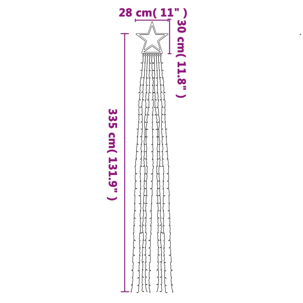 vidaXL jõulupuu tuled, 320 LEDi, värviline, 375 cm