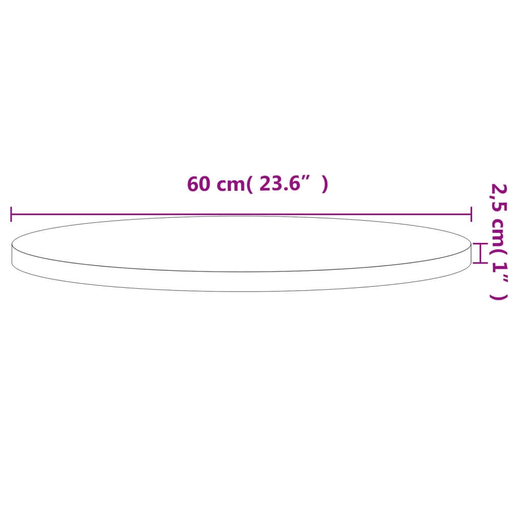 vidaXL lauaplaat, Ø 60 x 2,5 cm, ümmargune, pöökpuu