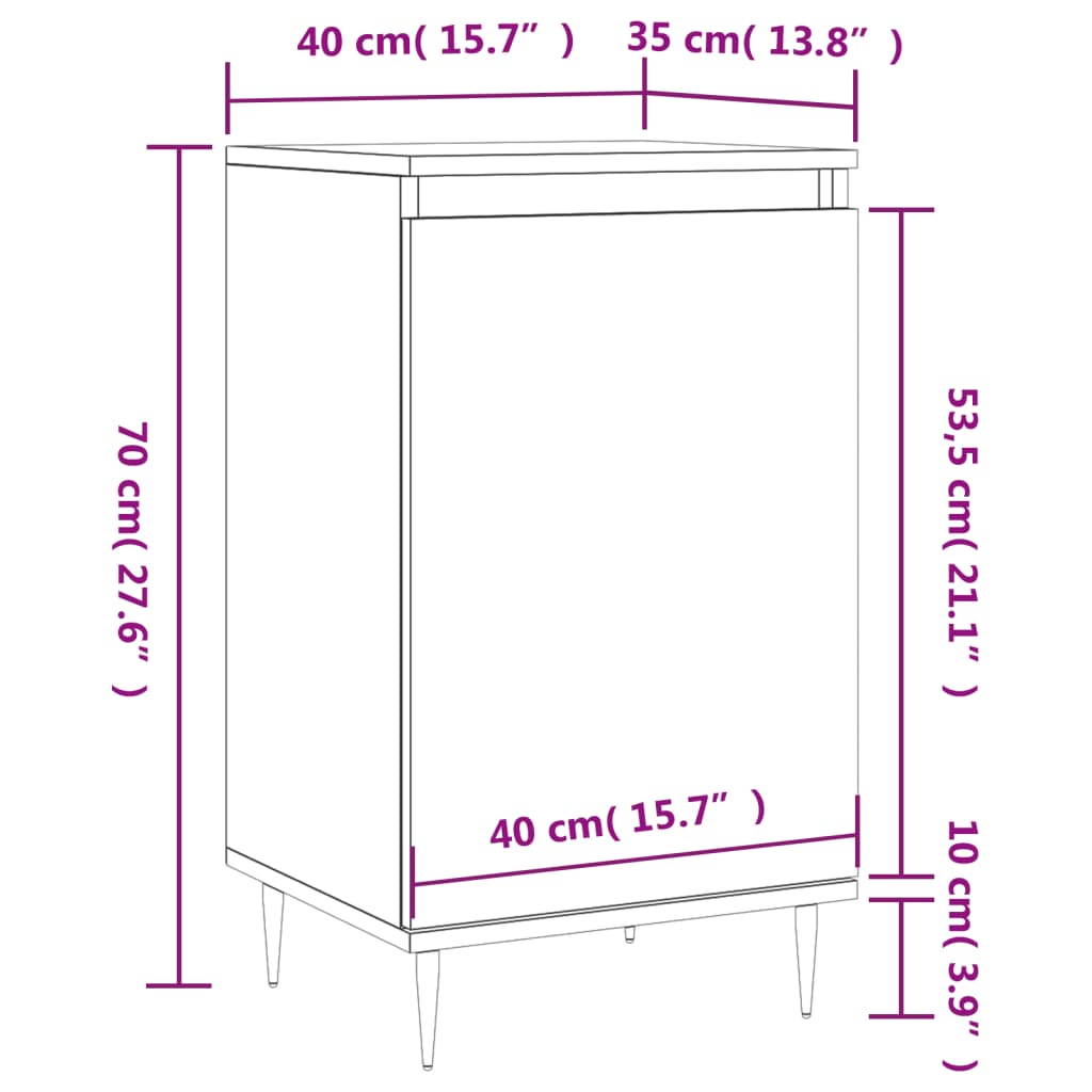 vidaXL puhvetkapp, suitsutatud tamm, 40 x 35 x 70 cm, tehispuit