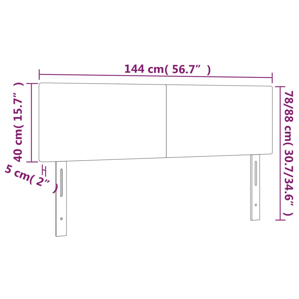 vidaXL voodipeatsid 2 tk, helehall, 72x5x78/88 cm, kangas