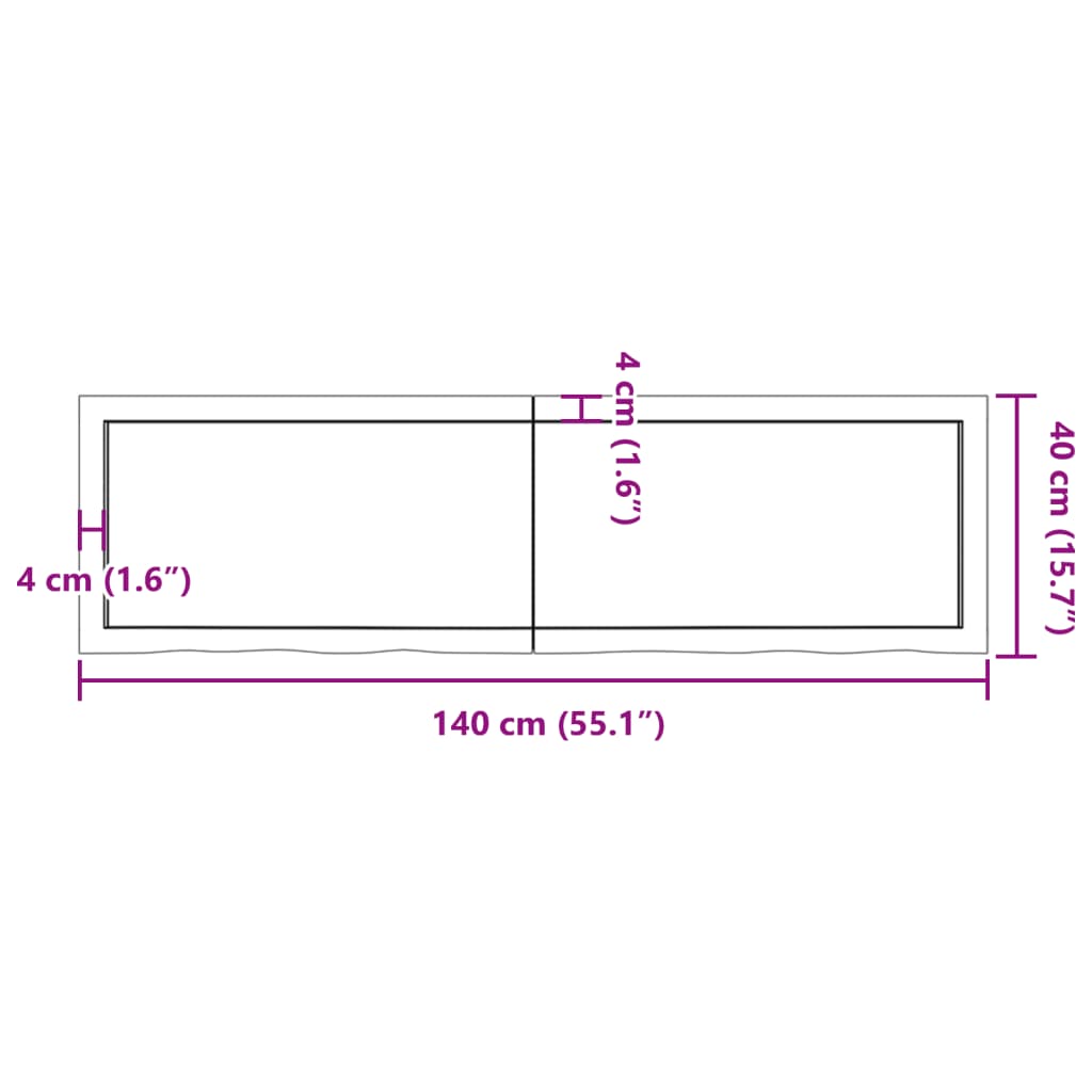 vidaXL vannitoa tasapind, tumepruun, 140x40x(2-4)cm töödeldud täispuit