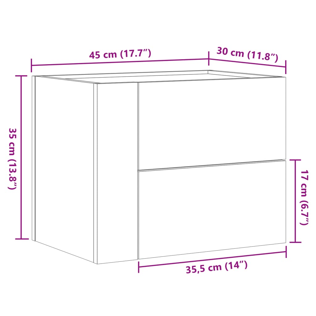 vidaXL seinale kinnitatavad öökapid 2 tk, valge, 45x30x35 cm