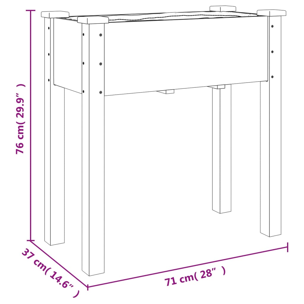 vidaXL voodriga taimelava, hall, 71 x 37 x 76 cm, nulupuit