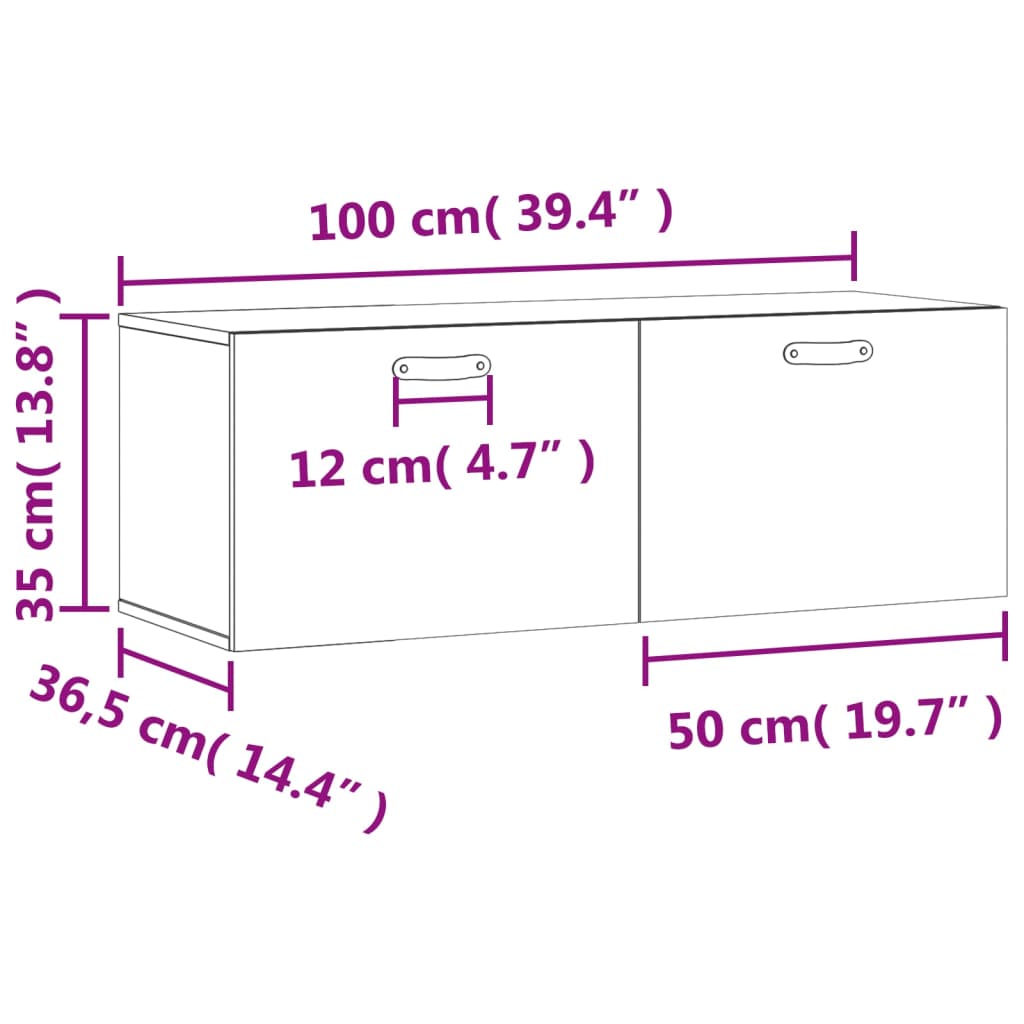 vidaXL seinakapp, pruun tamm, 100 x 36,5 x 35 cm, tehispuit