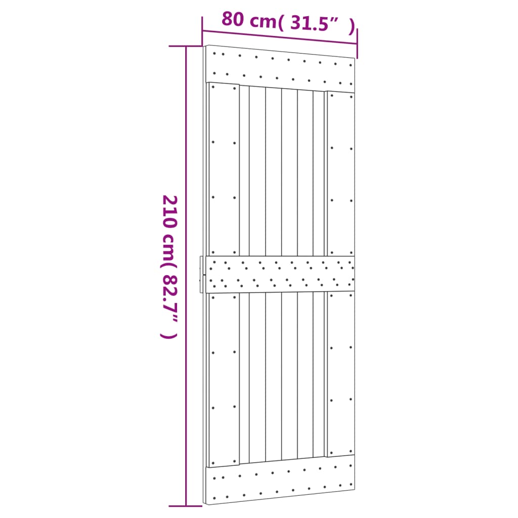 vidaXL liuguks tarvikutega 80 x 210 cm, männipuit