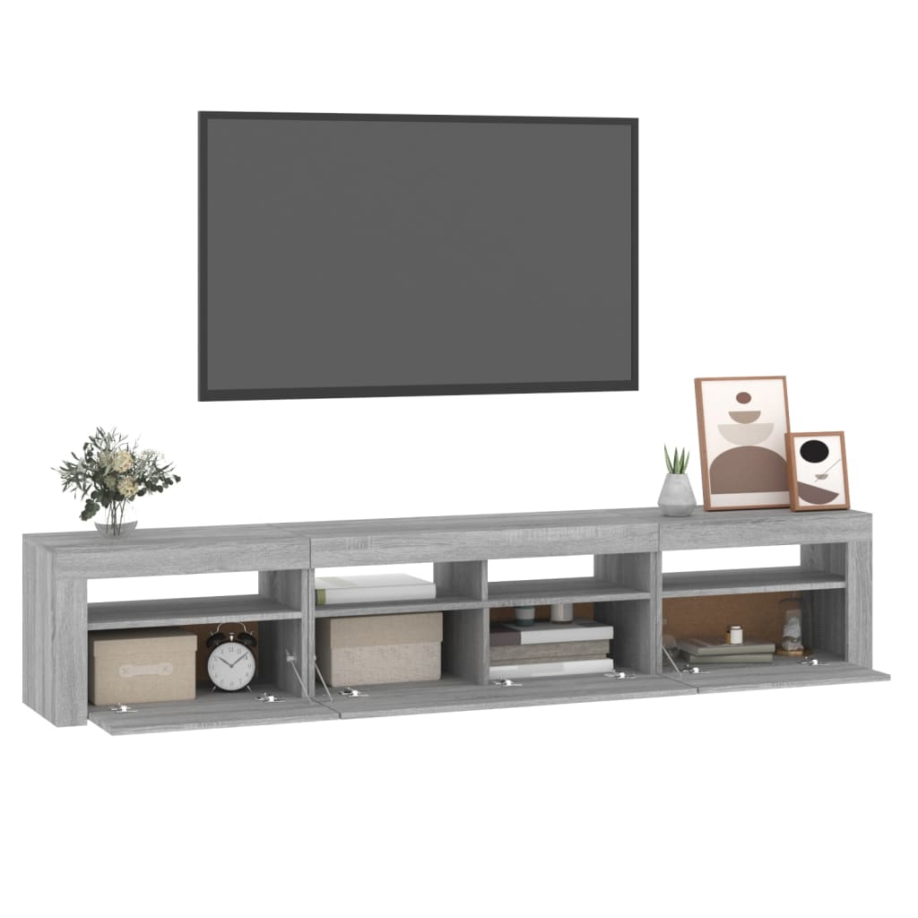 vidaXL telerialus LED-tuledega, hall Sonoma tamm, 210x35x40 cm