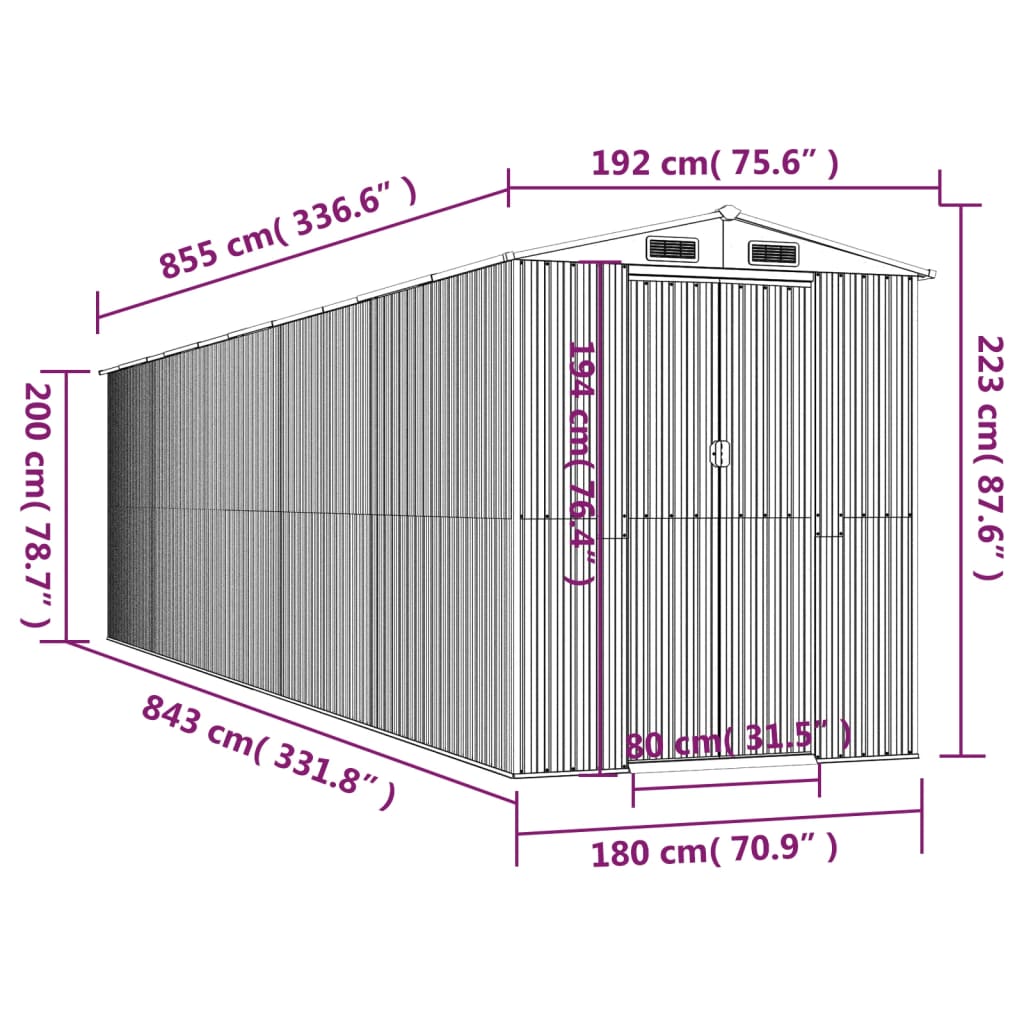 vidaXL aiakuur, helepruun, 192x855x223 cm, tsingitud teras