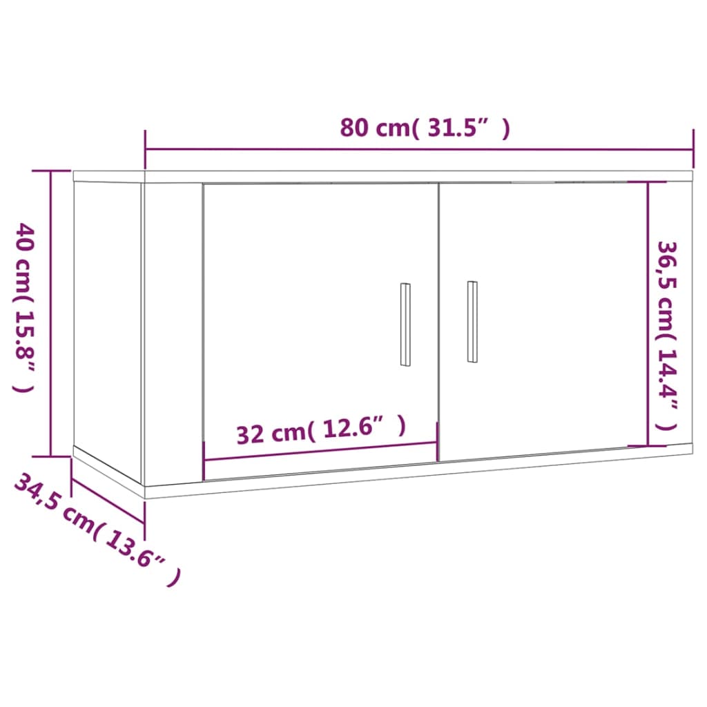 vidaXL seina telerikapid 2 tk, betoonhall, 80x34,5x40 cm