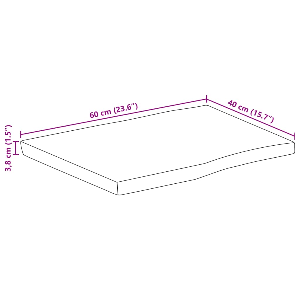 vidaXL lauaplaat, 60 x 40 x 3,8 cm, naturaalsete servadega, mangopuit