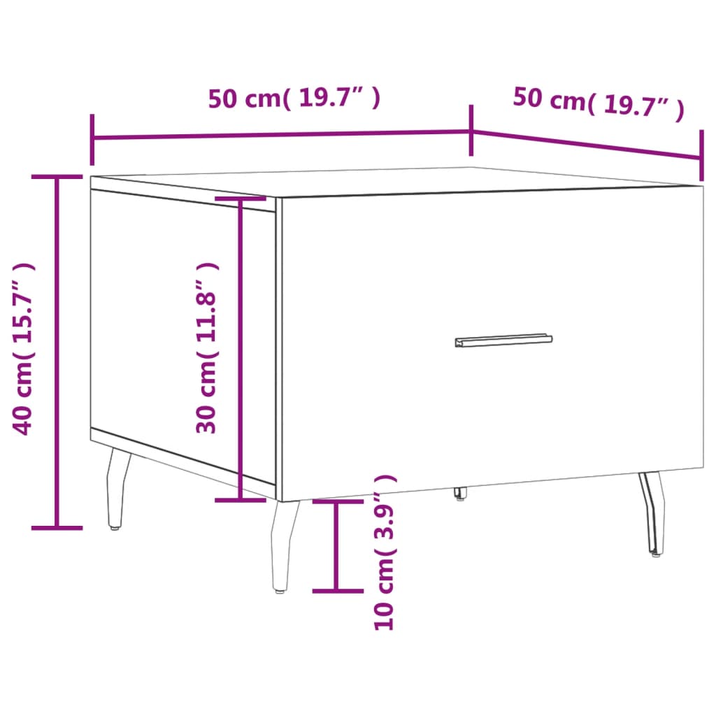 vidaXL kohvilaud, 2 tk, hall Sonoma tamm, 50 x 50 x 40 cm, tehispuit