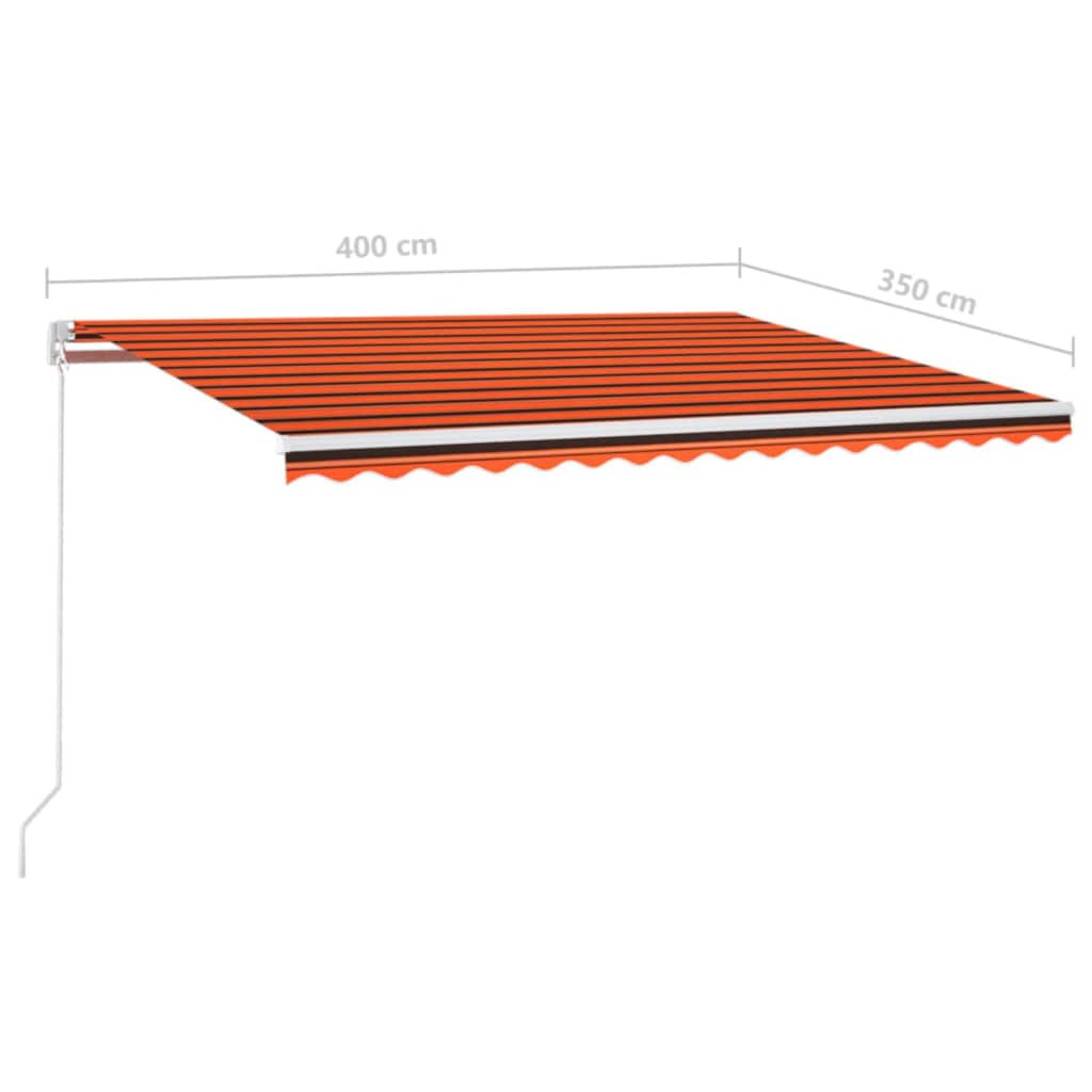 vidaXL käsitsi sissetõmmatav varikatus, 400 x 350 cm, oranž ja pruun