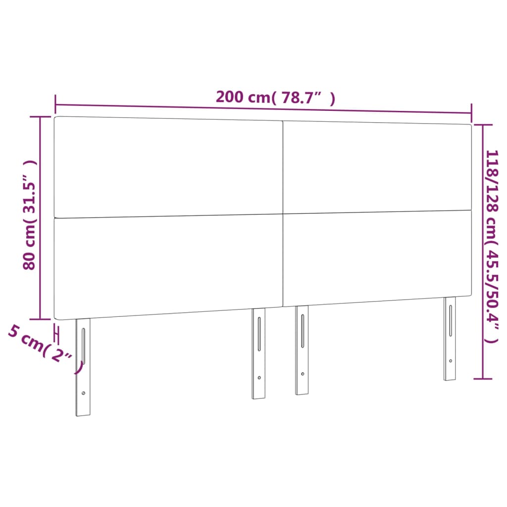 vidaXL voodipeatsid 4 tk, tumesinine, 100x5x78/88 cm, samet