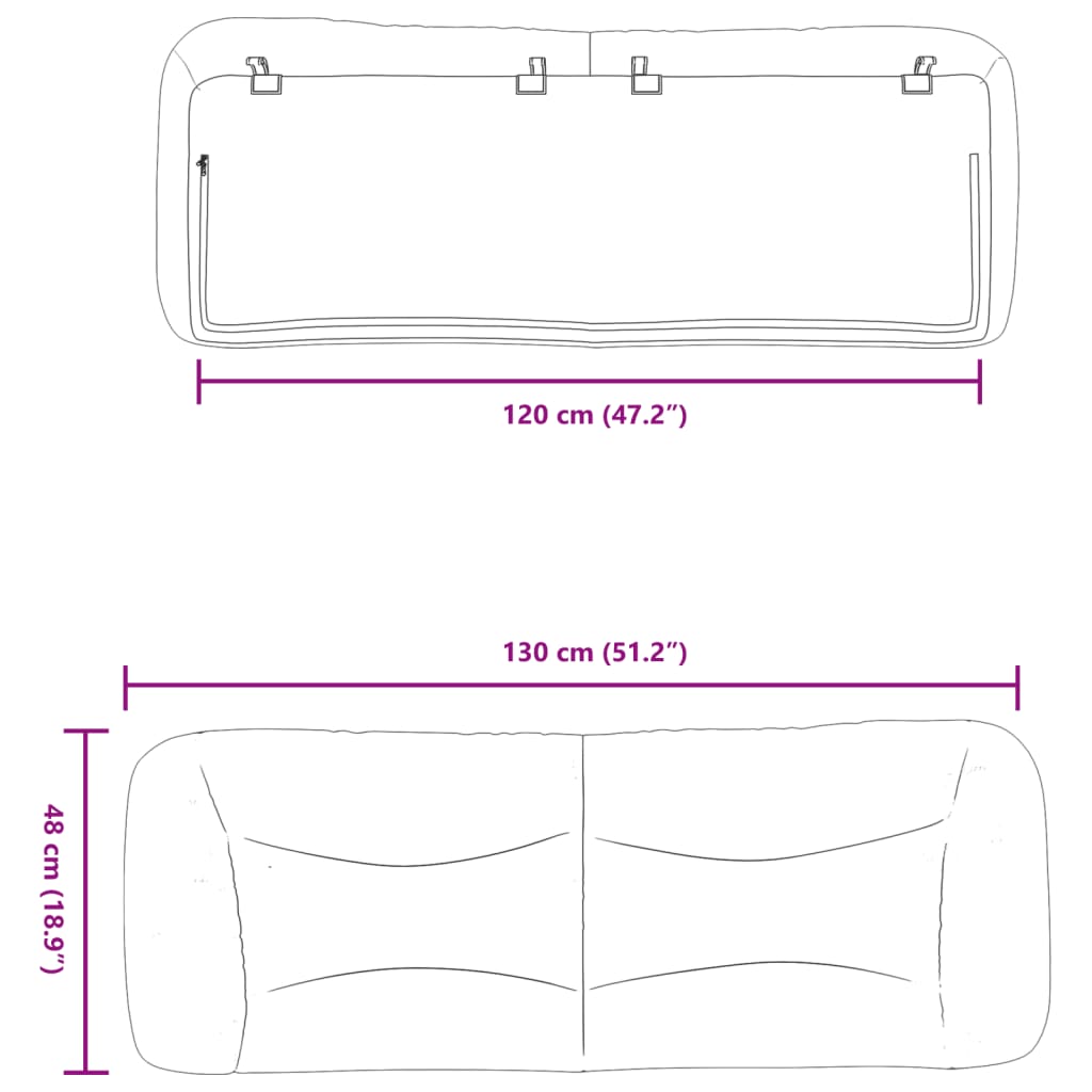 vidaXL voodipeatsi padi, must, 120 cm, kangas