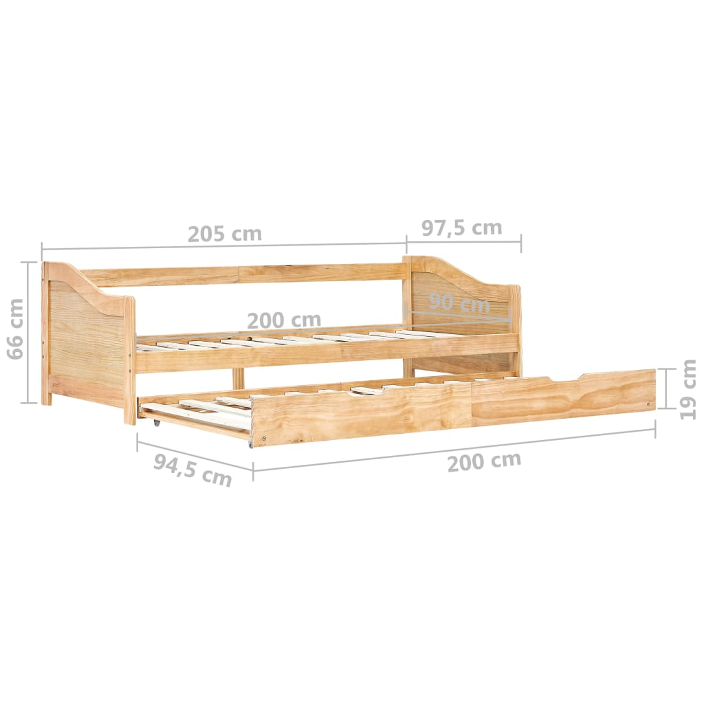 vidaXL lahtikäiv diivanvoodiraam männipuidust 90 x 200 cm