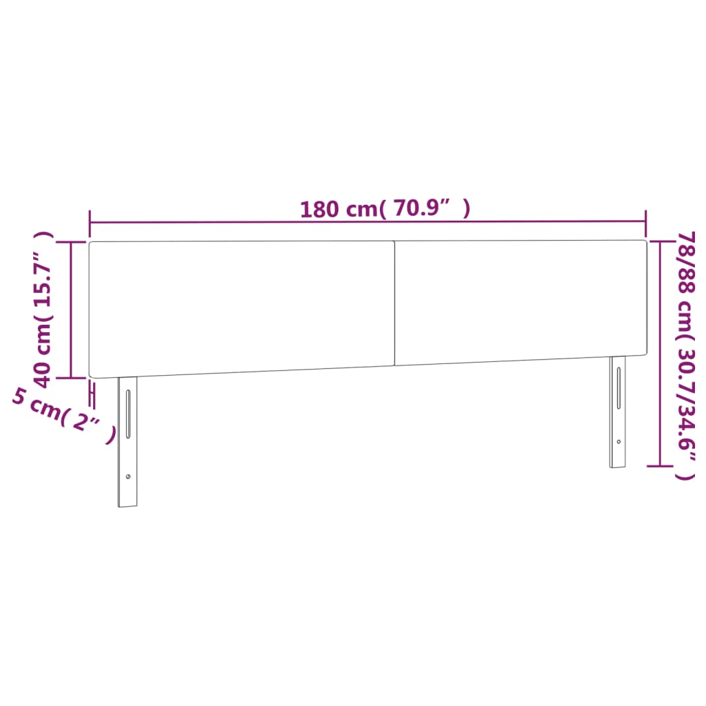 vidaXL LED-voodipeats, tumesinine, 180x5x78/88 cm, samet