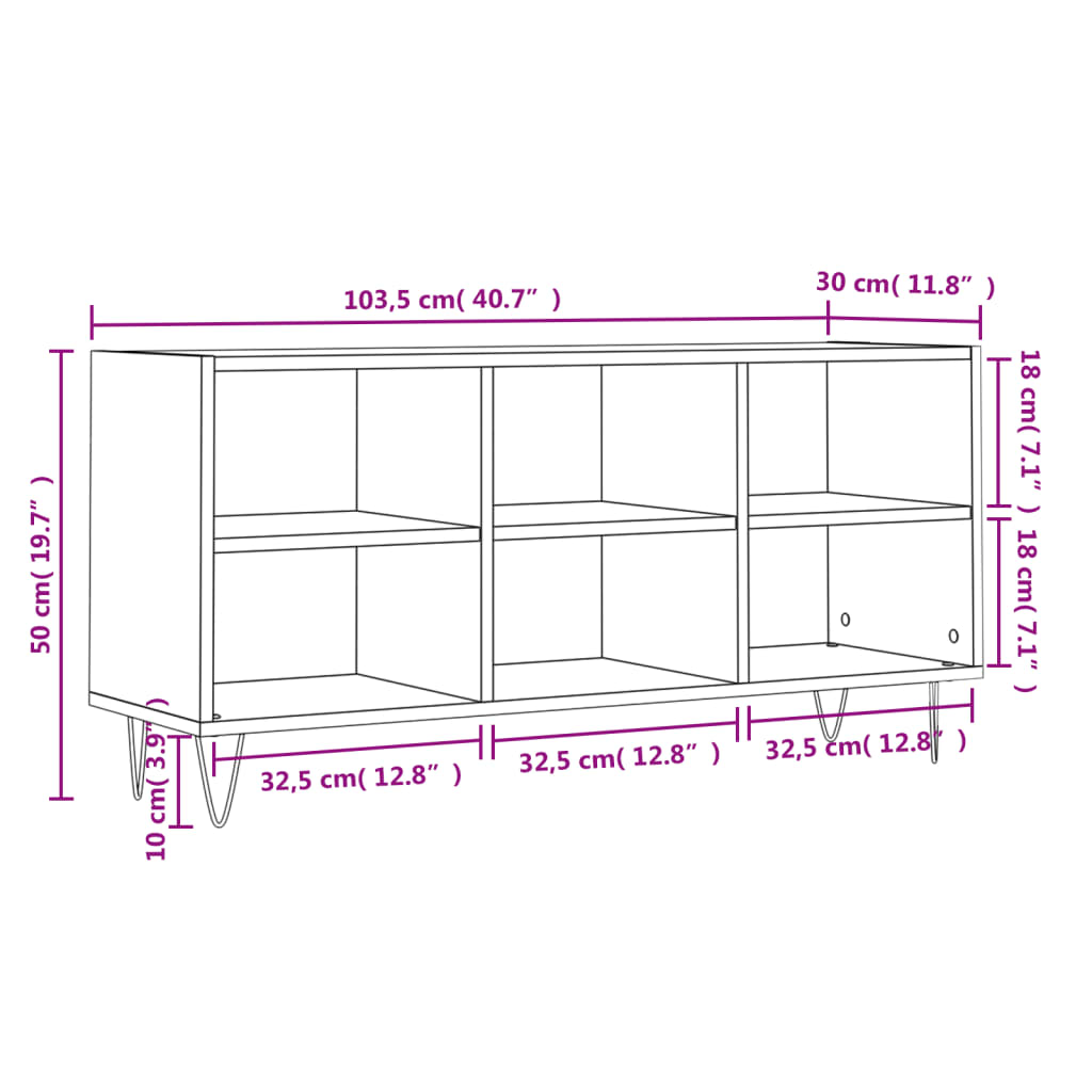 vidaXL telerikapp, pruun tamm, 103,5 x 30 x 50 cm, tehispuit