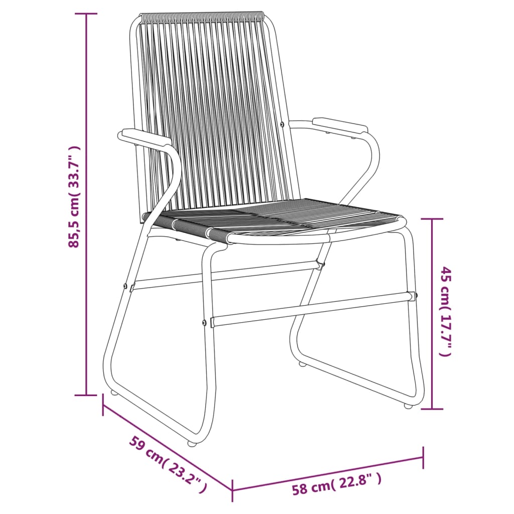 vidaXL 5-osaline aiamööbli komplekt, must, PVC-rotang