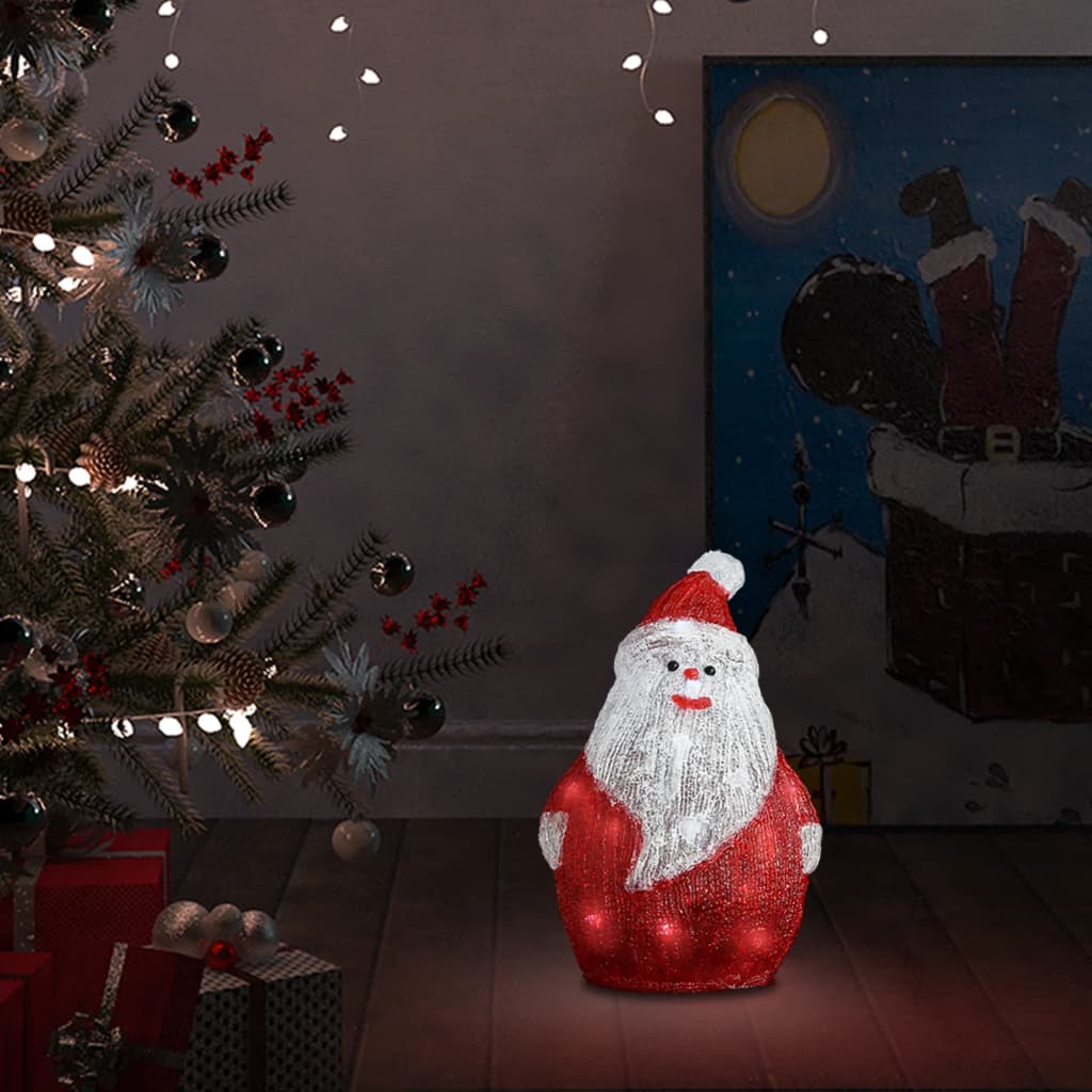 vidaXL LEDidega akrüülist jõuluvana kuju, tuppa/õue, 28 cm