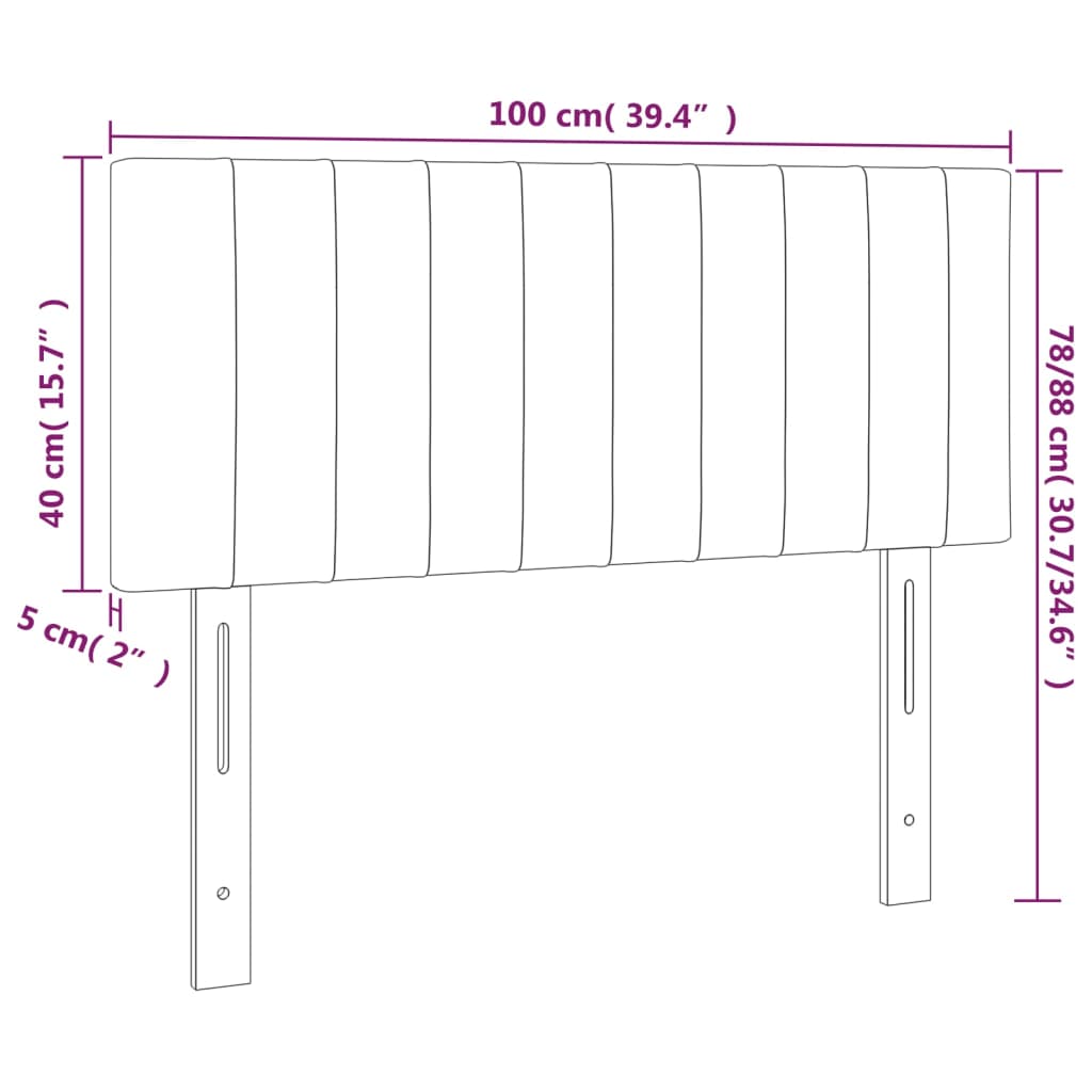 vidaXL LED-voodipeats, must, 100x5x78/88 cm, samet