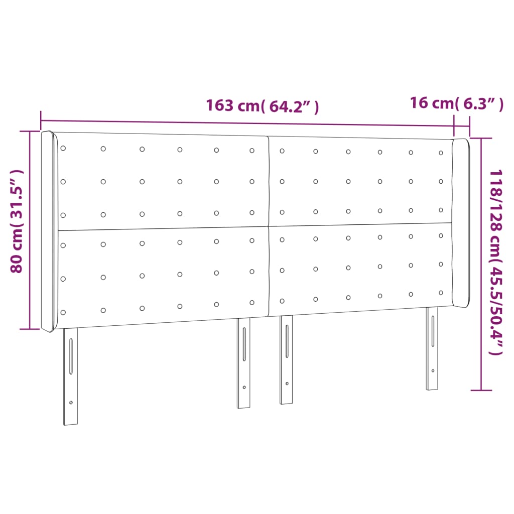 vidaXL LED-voodipeats, tumehall, 163x16x118/128 cm, samet