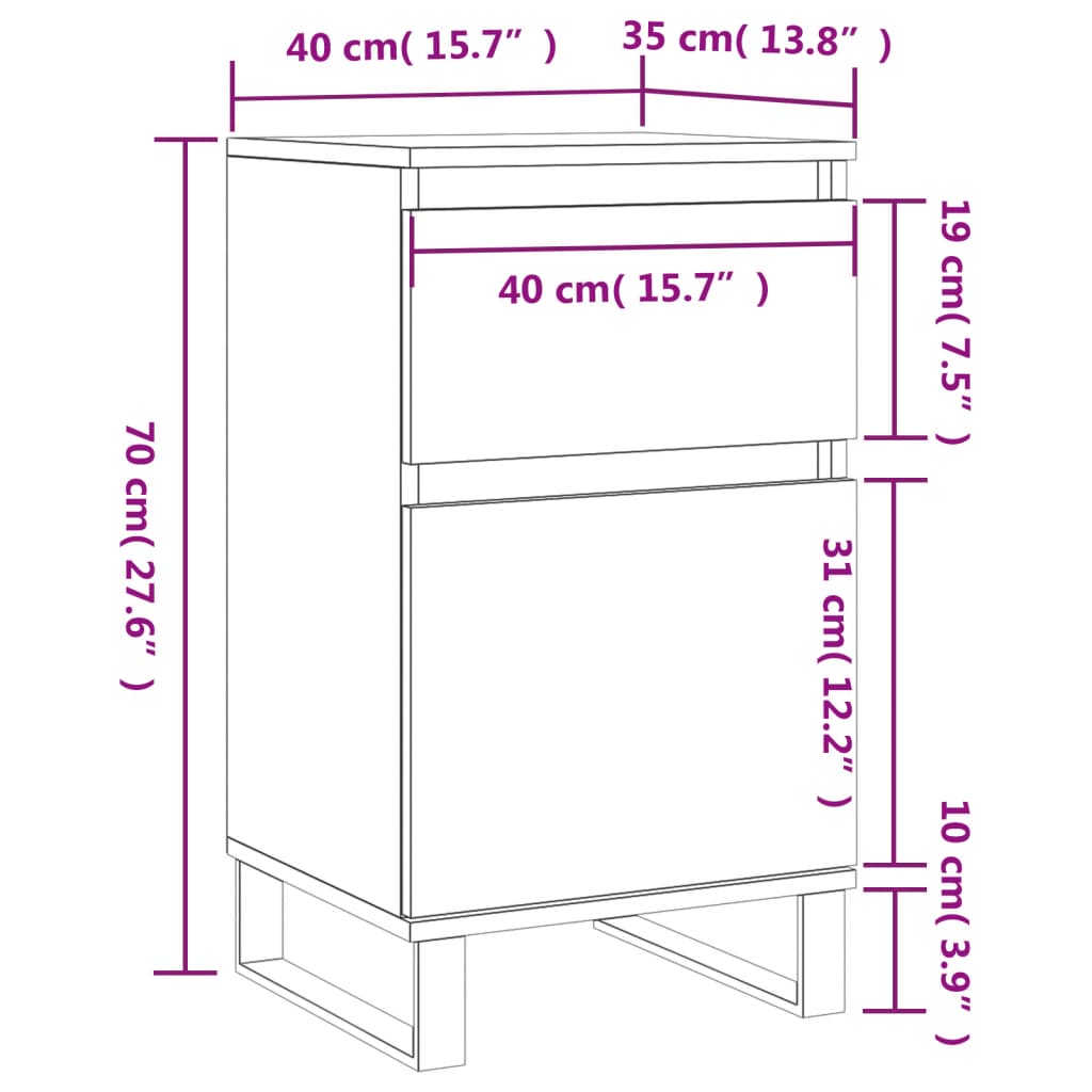 vidaXL puhvetkapp, hall Sonoma tamm, 40 x 35 x 70 cm, tehispuit