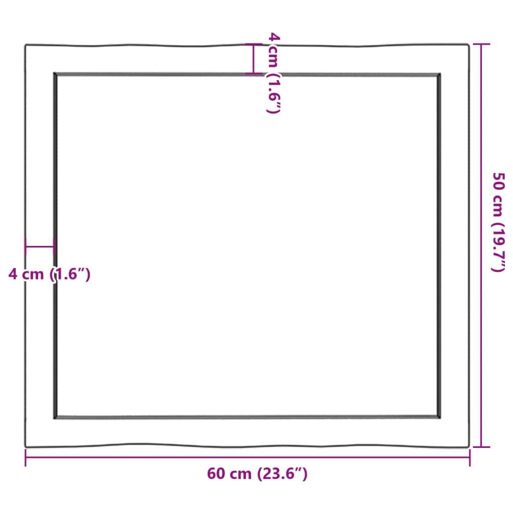 vidaXL lauaplaat, 60 x 50 x (2-6) cm, täispuit, naturaalsed servad