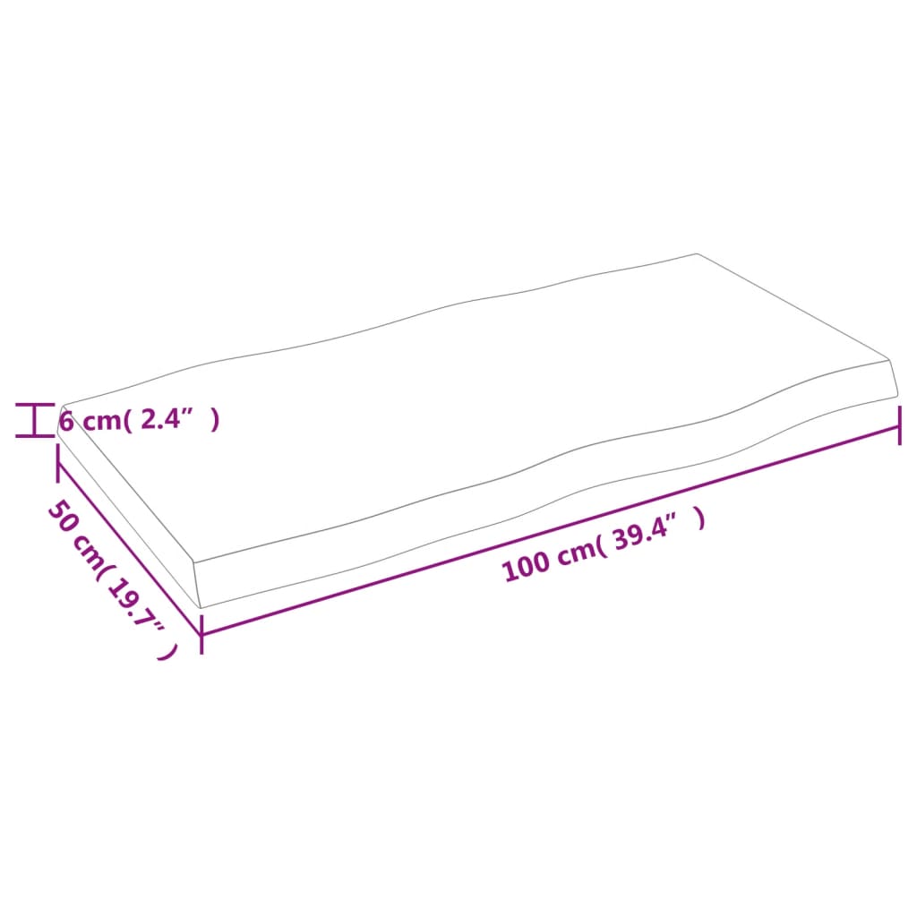 vidaXL lauaplaat, tumepruun, 100 x 50 x (2-6) cm, töödeldud täispuit