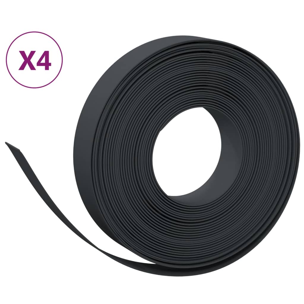 vidaXL aiapiirded 4 tk, must, 10 m, 10 cm, polüetüleen