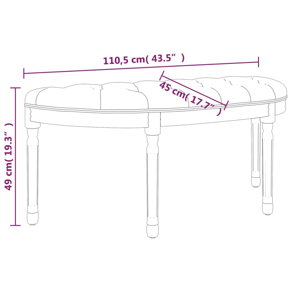 vidaXL pink, tumehall, 110,5x45x49 cm, samet