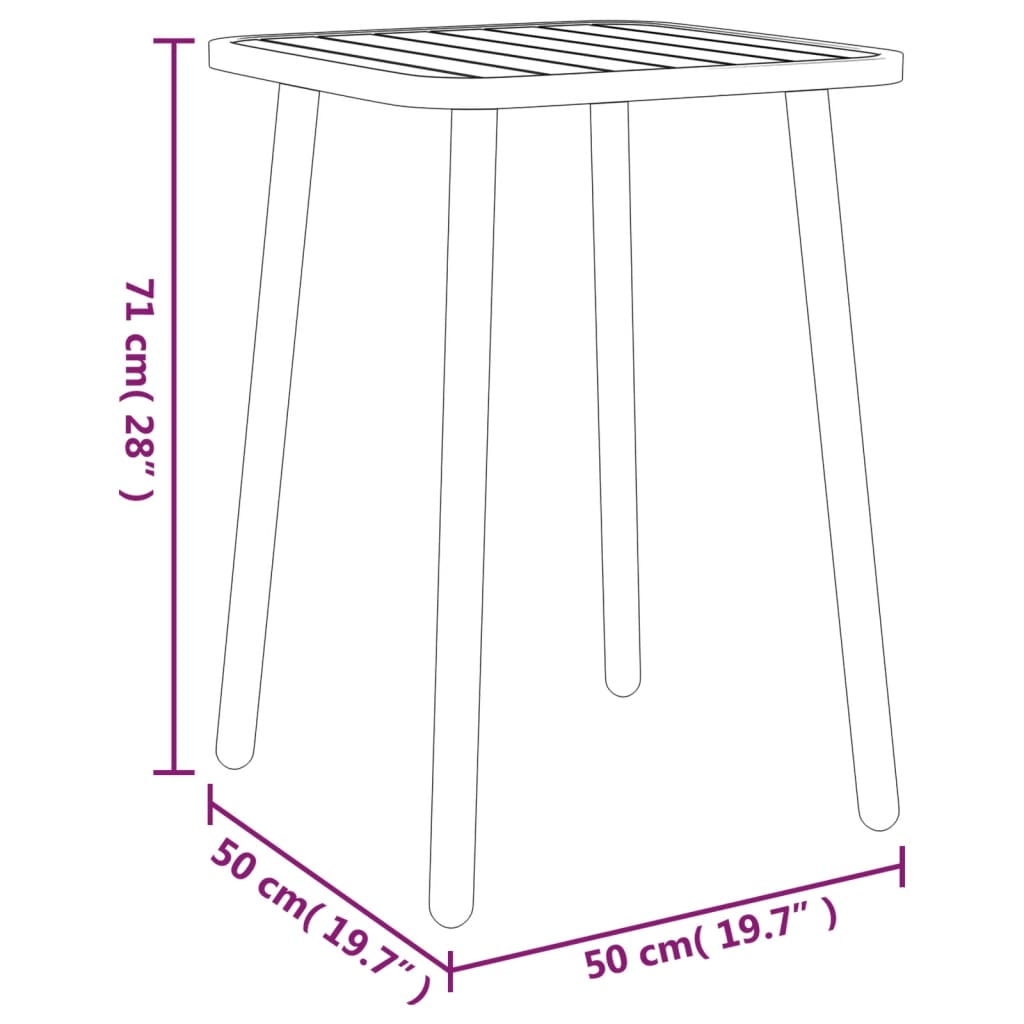 vidaXL 3-osaline aia söögimööbli komplekt, antratsiithall, teras