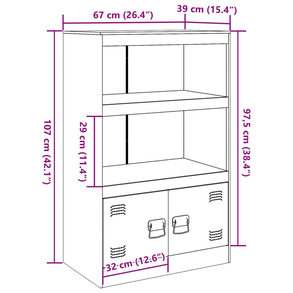 vidaXL puhvetkapp, antratsiit, 67x39x107 cm, teras