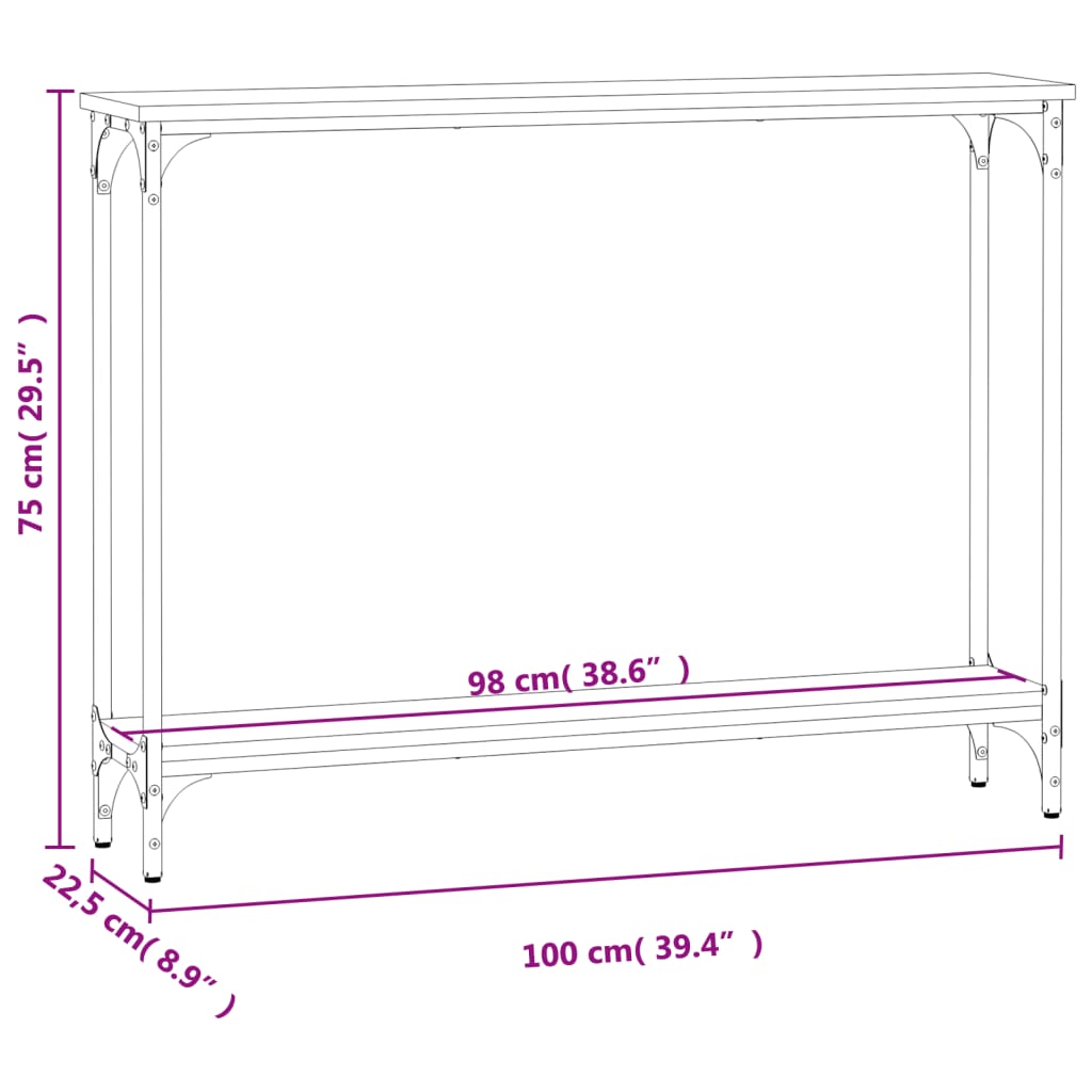 vidaXL konsoollaud, pruun tamm, 100x22,5x75 cm, tehispuit