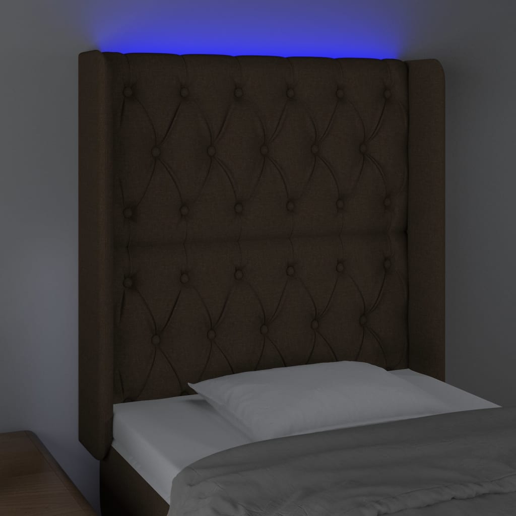 vidaXL LED-voodipeats, tumepruun, 83x16x118/128 cm, kangas