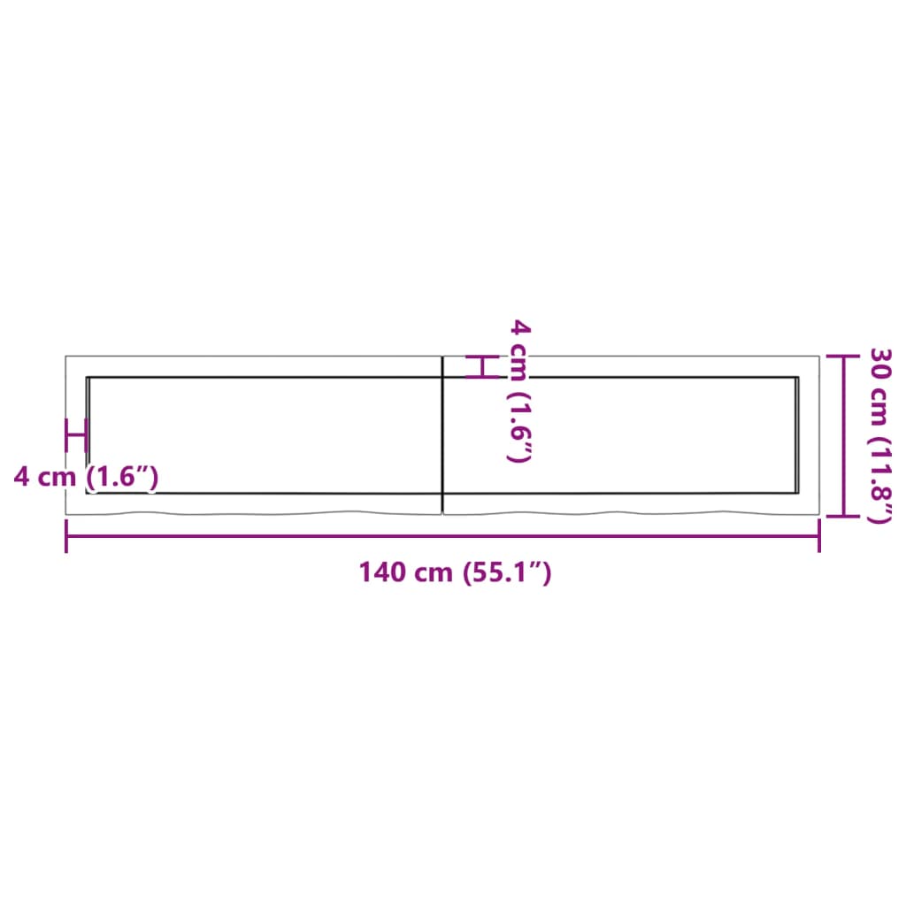 vidaXL vannitoa tasapind, tumepruun, 140x30x(2-6)cm töödeldud täispuit