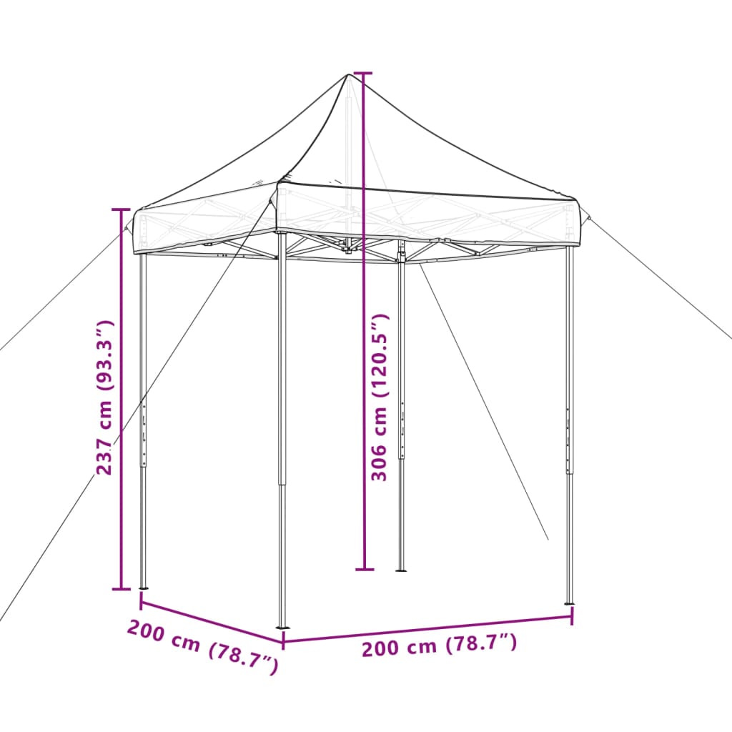 vidaXL kokkupandav pop-up peotelk, burgundia, 200x200x306 cm