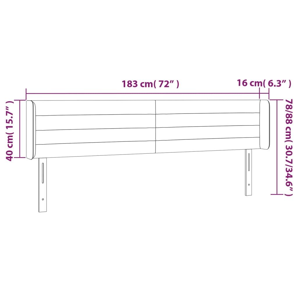 vidaXL LED-voodipeats, tumehall, 183x16x78/88 cm, samet