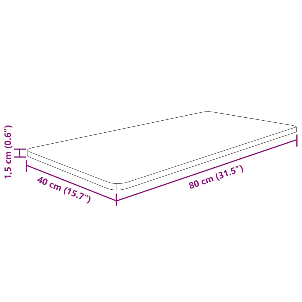 vidaXL vannitoa töötasapind helepruun 80x40x1,5 cm, töödeldud täispuit