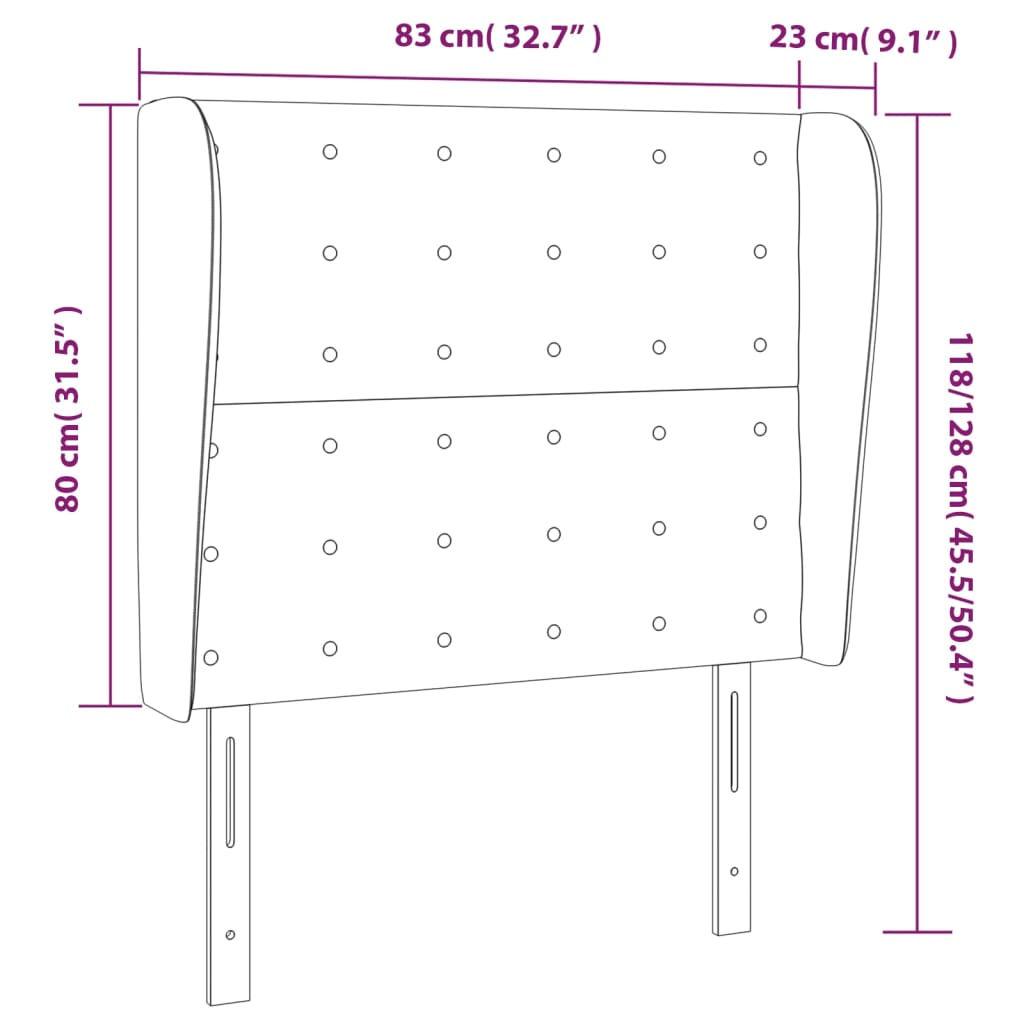 vidaXL voodipeats servadega, must, 83x23x118/88 cm, kunstnahk