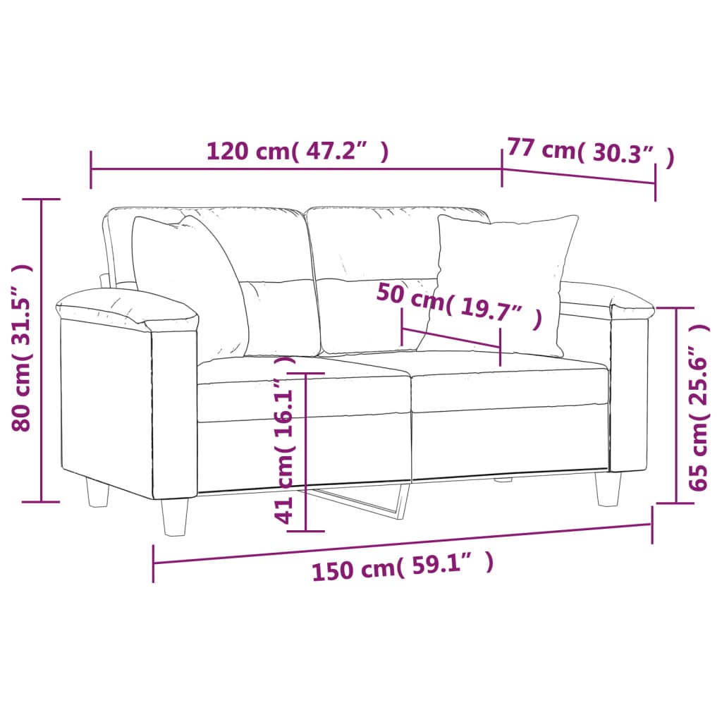 vidaXL 2-kohaline diivan patjadega, must, 120 cm, kunstnahk