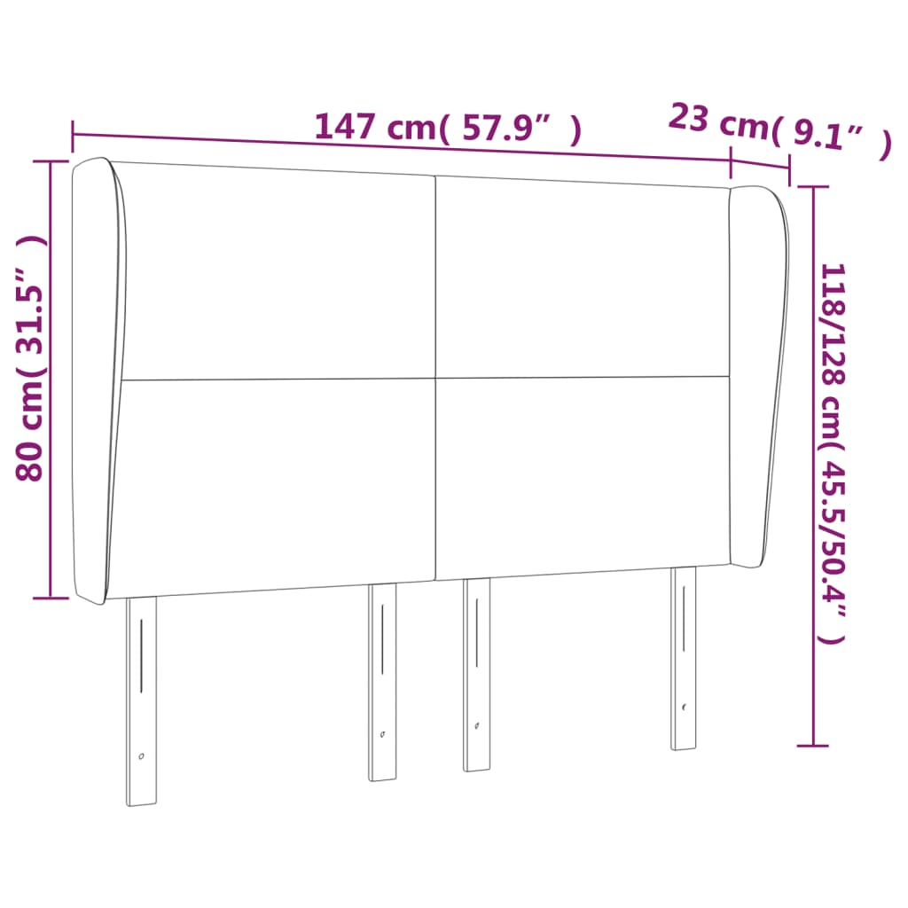 vidaXL voodipeats servadega, helehall, 147x23x118/128 cm, samet