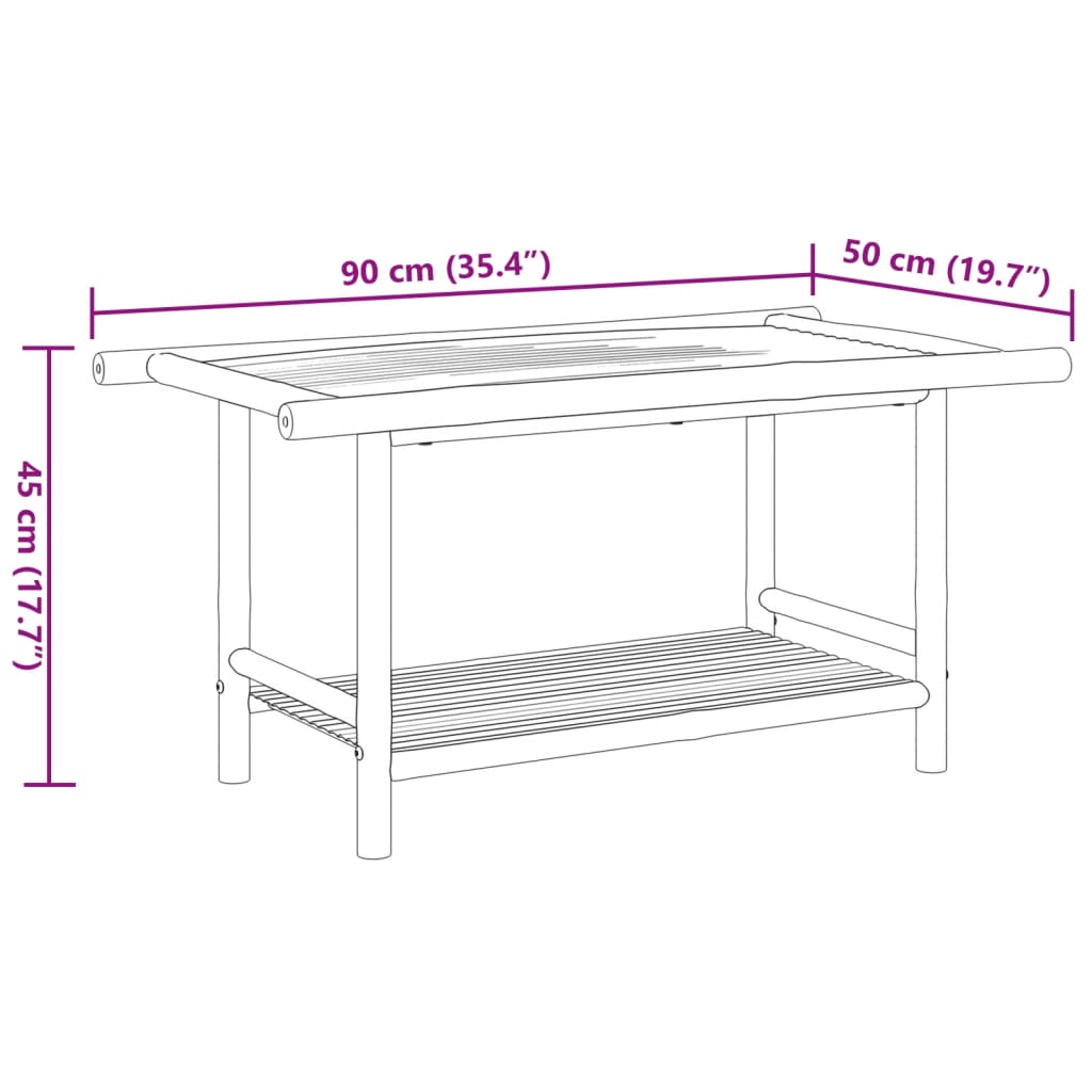 vidaXL kohvilaud, 90 x 50 x 45 cm, bambus